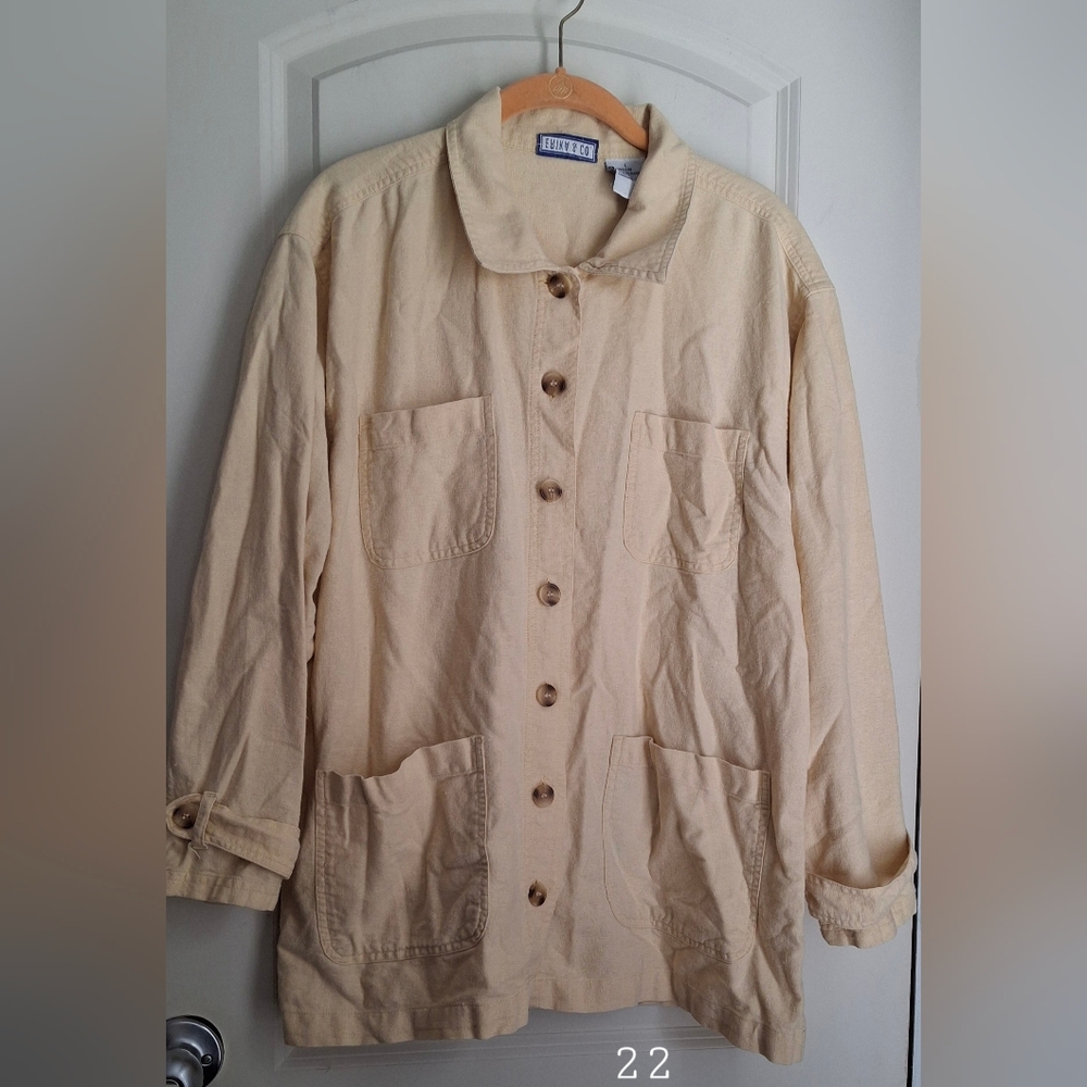 Erica & Co. Cotton_linen L Cardigan Jacket Women's Button-Up Neutro Profesional
